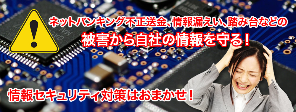 ネットバンキング不正送金、情報漏えい、踏み台などの被害から自社の情報を守る！情報セキュリティ対策はおまかせ！